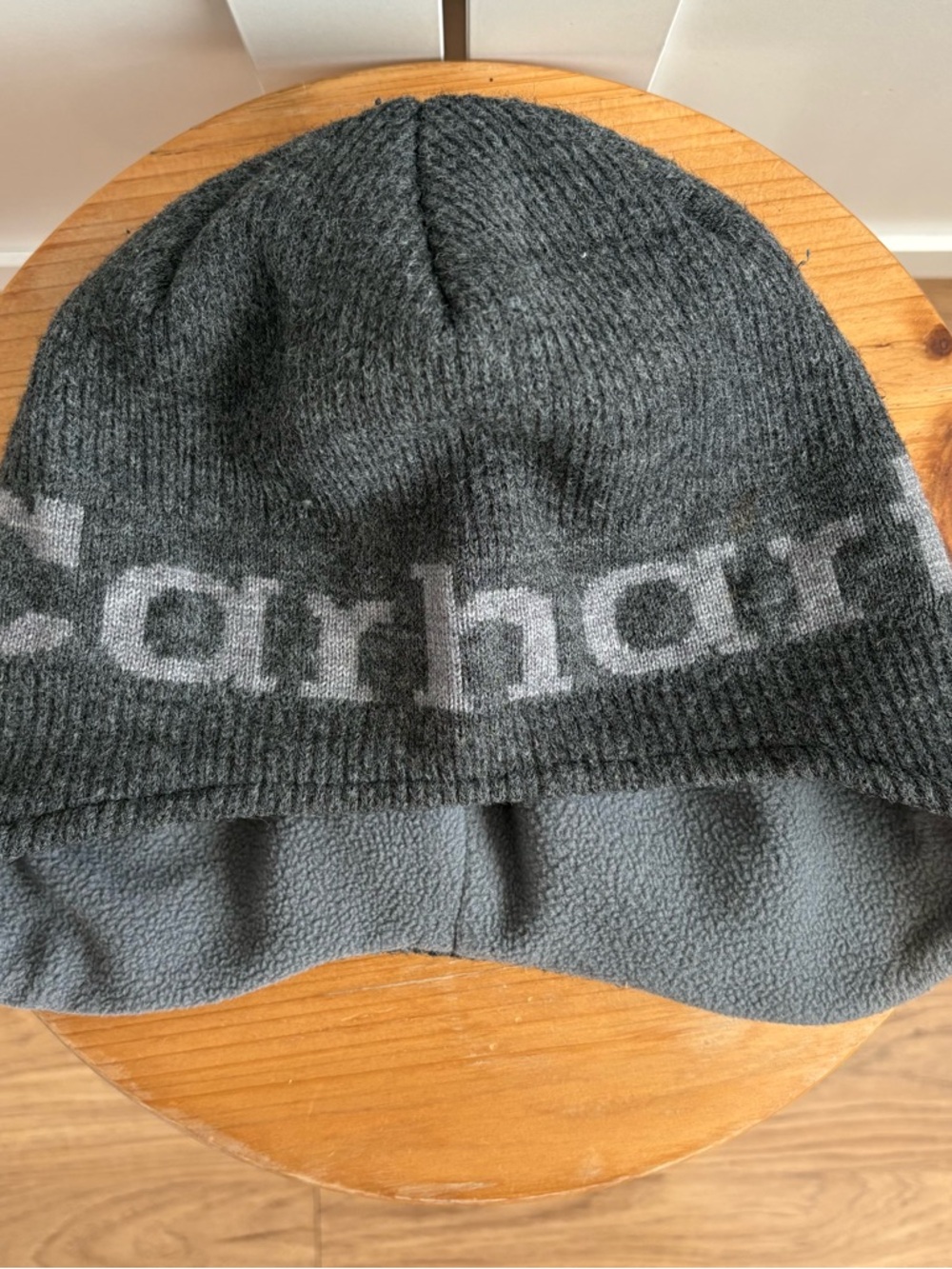 Carhartt Dark Gray Logo Knit Fleece Beanie